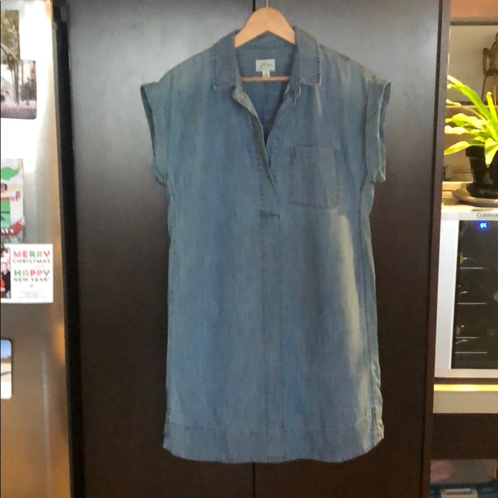 J Crew Chambray Short Sleeve Shirt Dress